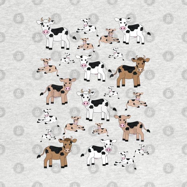 Brown and White Cows by PLLDesigns